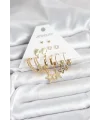 Gold Renk Yıldızlı Set 6 Çift Kadın Küpe Seti