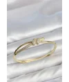 Gold Renk Zirkon Taşlı Düğüm Model Kadın Kelepçe Kadın Bileklik