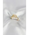 Gold Renk Zirkon Taşlı Sütun Model Kadın Yüzük