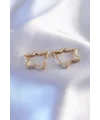 Gold Renk Zirkon Taşlı Yıldız Model Kadın Küpe