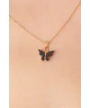 Gold Siyah Renk Kelebek Figür Kadın Kolye