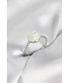 Gümüş Renk Gül Model İncili Kadın Yüzük