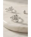 Gümüş Renk Kedi Tasarım Pirinç Kadın Yüzük