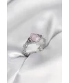 Gümüş Renk Pembe Damla Model Kadın Yüzük
