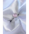 Gümüş Renk Pembe Zirkon Taşlı Kalp Charm Model Pirinç Kadın Yüzük