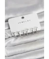 Gümüş Renk Pirinç Kemik Model 3 Çift Kadın Küpe Seti