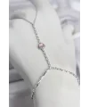 Gümüş Renk Pirinç Zirkon Taşlı Pembe Kalp Model Şahmeran