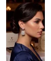 Gümüş Renk Zirkon Taşlı Kare Model Kadın Abiye Küpe