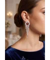 Gümüş Renk Zirkon Taşlı Saçaklı Model Kadın Abiye Küpe
