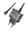 HOCO N34 PD20W USB+Type-C + iPhone Lightning Kablo Hızlı Şarj Adaptör Seti-(5775)