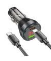 HOCO NZ12B Unimpeded PD48W USB + Type-C Araç Çakmaklı Hızlı Şarj Aleti + Type-C to Type-C Kablo-(5775)