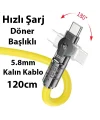 HOCO U118 Döner Başlıklı Type-C to Type-C 60W Hızlı Şarj ve Veri Kablosu-(5775)