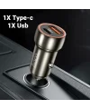 HOCO Z46A PD20W+QC3.0 USB+Type-C Giriş Araç içi Çakmaklık Hızlı Şarj Aleti-(5775)