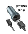 HOCO Z49 Çift USB Girişli Araç Şarj Başlık + USB To iPhone Lightning Kablo-(5775)