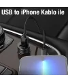 HOCO Z49 Çift USB Girişli Araç Şarj Başlık + USB To iPhone Lightning Kablo-(5775)