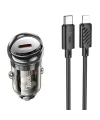 HOCO Z53 Sight Single PD30W Type-C Girişli Araç Çakmaklık Hızlı Şarj Aleti + Type-C to iPhone Lightn-(5775)