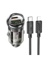 HOCO Z53A Vision PD30W Type-C + USB QC3.0 Girişli Araç Çakmaklık Hızlı Şarj Aleti + Type-C to iPhone-(5775)