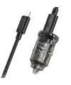 HOCO Z53A Vision PD30W Type-C + USB QC3.0 Girişli Araç Çakmaklık Hızlı Şarj Aleti + Type-C to iPhone-(5775)
