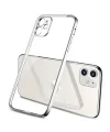 iPhone 11 6.1inç Renkli Kenar Şeffaf Kılıf Kamera Korumalı Silikon Kılıf-(5775)