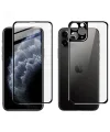 İPhone 11 Pro Metal Çerçeve Ön Arka 3D Full Tempered Cam Koruyucu-(5775)