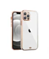 iPhone 12 Pro 6.1inç Gold Çerçeve Kamera Korumalı Bumper Kılıf-(5775)