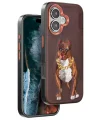 iPhone 16 Perma Desenli Kapak - Kahverengi-(5796)