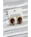 Kahverengi Renk Kare Model Vintage Kadın Küpe