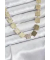 Kare Plaka Model Gold Renk Kadın Kolye