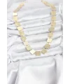 Kare Plaka Model Gold Renk Kadın Kolye