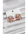 Karışık Renk Kristal Taşlı Çiçek Model Kadın Küpe