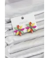 Karışık Renk Kristal Taşlı Lotus Çiçek Model Kadın Küpe