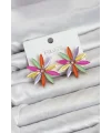 Karışık Renk Kristal Taşlı Lotus Model Kadın Küpe