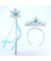 Karlar Ülkesi Elsa Mavi Kalp Tacı Ve Kar Temalı Asa Seti