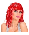 Kırmızı Işıltılı Metalize Parti Peruğu