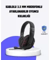 Kırmızı Kulaklık Mikrofonlu Ayarlanabilir Konforlu Tasarımlı