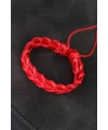 Kırmızı Örgü Deri Erkek Bileklik