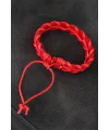 Kırmızı Örgü Deri Erkek Bileklik