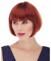 Kızıl Renk Düz Kesim Astarlı Küt Parti Peruğu