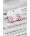 Lotus Model Pembe Renk Kristal Taşlı Kadın Küpe