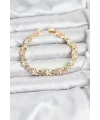 Lotus Model Pirinç Gold ve Pembe Renk Kadın Bileklik