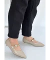 Lowen Bej Cilt Kısa Topuklu Ayakkabı