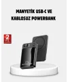 Manyetik Powerbank 15W Wireless Hızlı Şarj LED Ekranlı