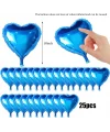 Metalize Parlak Mavi Kalp Şekilli Uçan Balon Folyo 18 İnç 45 Cm 25 Adet