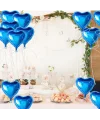 Metalize Parlak Mavi Kalp Şekilli Uçan Balon Folyo 18 İnç 45 Cm 25 Adet
