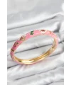 Mineli Pirinç Pembe Çiçek Motifli Gold Kadın Kelepçe