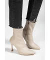 Orjen Bej Cilt Streç Topuklu Bot