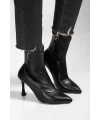 Orjen Siyah Cilt Streç Topuklu Bot