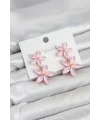 Pembe Kristal Çiçek Küpe
