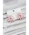 Pembe Kristal Taşlı Lotus Model Kadın Küpe