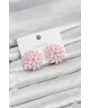 Pembe Renk Kristal Taşlı Çiçek Model Kadın Küpe